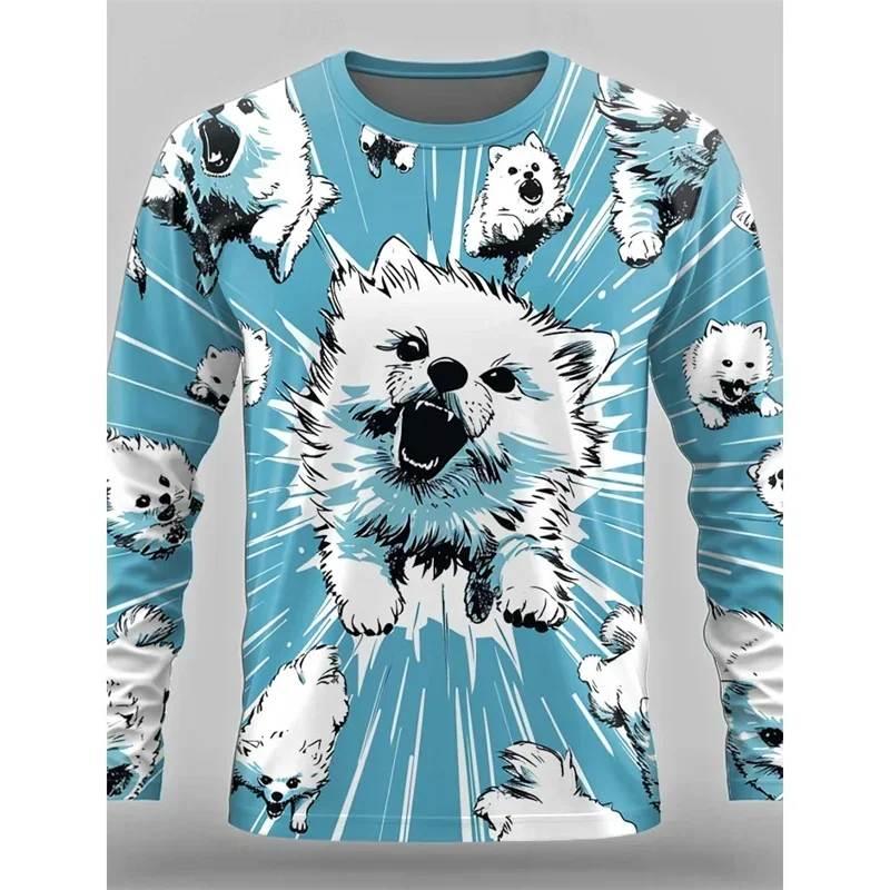 Men Mysterious Black Cat 3D Print Long Sleeve T-shirt Polyester Fiber Gothic Animal Art Graphic Casual Tops