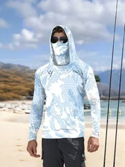 2026 New Model UV-Resistant Fishing Shirt with Long Sleeves and Hooded Collar - UV-Resistant Fishing Mask Clothing