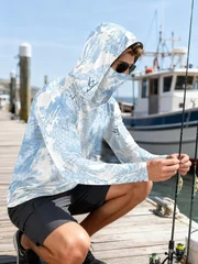 2026 New Model UV-Resistant Fishing Shirt with Long Sleeves and Hooded Collar - UV-Resistant Fishing Mask Clothing
