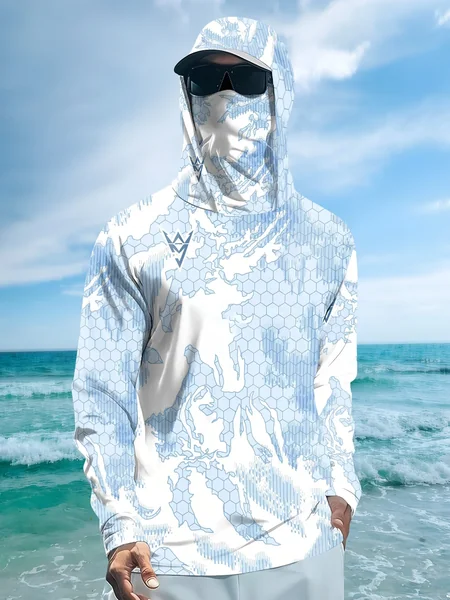 2026 New Model UV-Resistant Fishing Shirt with Long Sleeves and Hooded Collar - UV-Resistant Fishing Mask Clothing