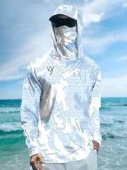 2026 New Model UV-Resistant Fishing Shirt with Long Sleeves and Hooded Collar - UV-Resistant Fishing Mask Clothing