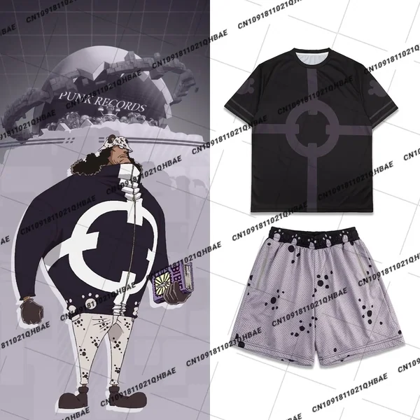 New Egghead Island Bartholemew Kuma Anime Enthusiasts Cosplay Costume Men Fashion Leisure Sports Set Oversized Tshirt Shorts Set