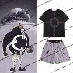 New Egghead Island Bartholemew Kuma Anime Enthusiasts Cosplay Costume Men Fashion Leisure Sports Set Oversized Tshirt Shorts Set
