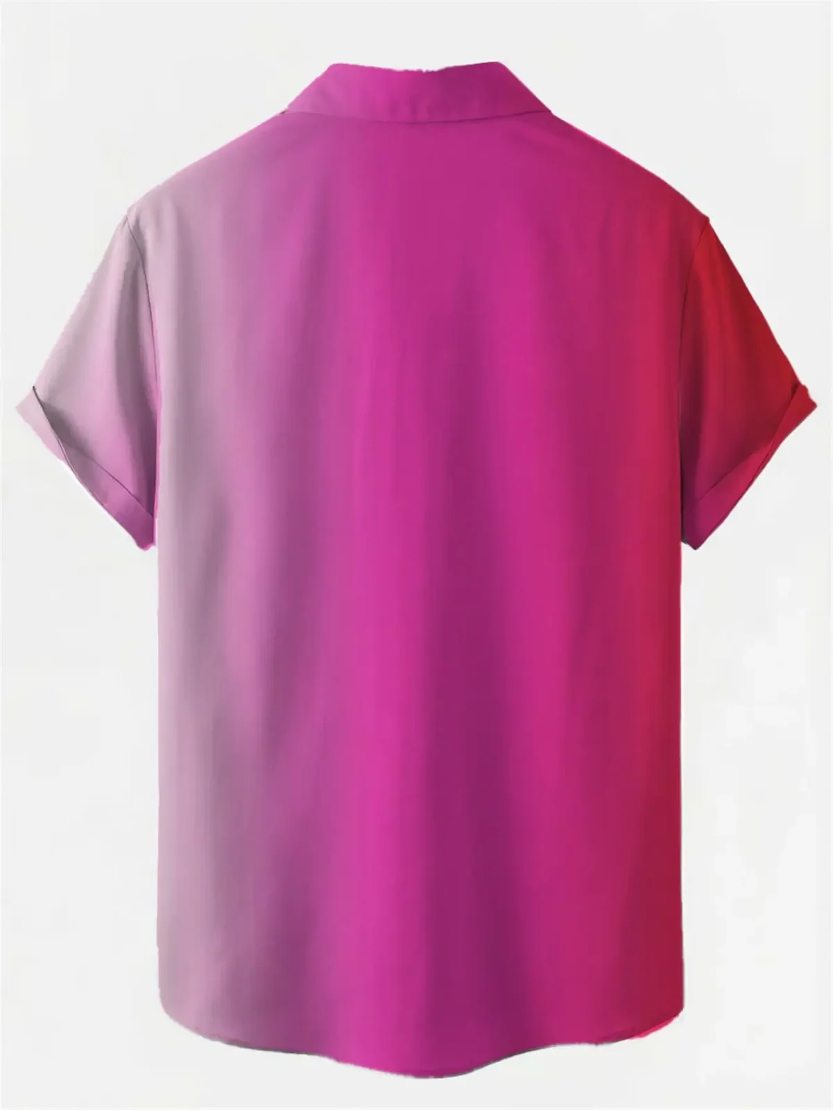 Ombre Magenta Gradient Shirt Men Cuffed Short Sleeve Lightweight Breathable Hawaii Daily Wear