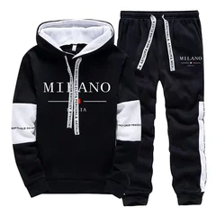 Men's Set/Hoodie/Pants Italy Trendy Hoodie Sportswear Outfit 2026 Autumn Daily Casual Fashion Hooded Sweatshirt and Jogger Pants