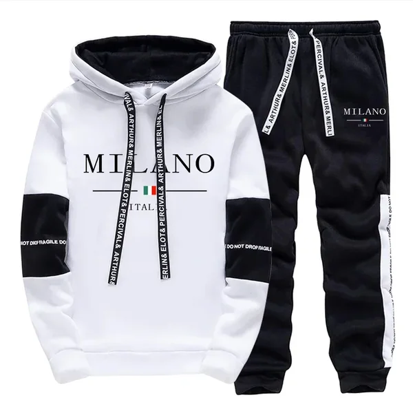 Men's Set/Hoodie/Pants Italy Trendy Hoodie Sportswear Outfit 2026 Autumn Daily Casual Fashion Hooded Sweatshirt and Jogger Pants