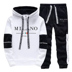 Men's Set/Hoodie/Pants Italy Trendy Hoodie Sportswear Outfit 2026 Autumn Daily Casual Fashion Hooded Sweatshirt and Jogger Pants