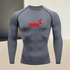 Men's long sleeved round neck thin sports tight fitting quick drying T-shirt, muscle shapewear, high stretch fabric
