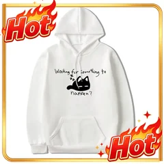 Manga Waiting for Something To Happen Omori Cat Print Hoodie Funny Cats Lover Sweatshirts Harajuku Anime Graphic Hoodies Unisex