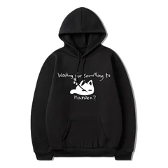 Manga Waiting for Something To Happen Omori Cat Print Hoodie Funny Cats Lover Sweatshirts Harajuku Anime Graphic Hoodies Unisex