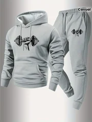 Best-selling model Fitness pattern Men's Spring, Summer Autumn Sportive casual street style Hooded sweatshirt and long pants set