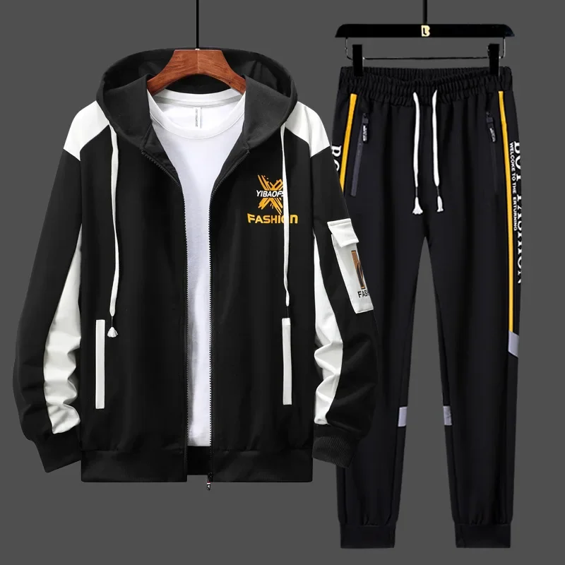 2026 Casual Sports Suit Men Spring/fall Cardigan Hoodie Hoodie Trousers Two-piece Set