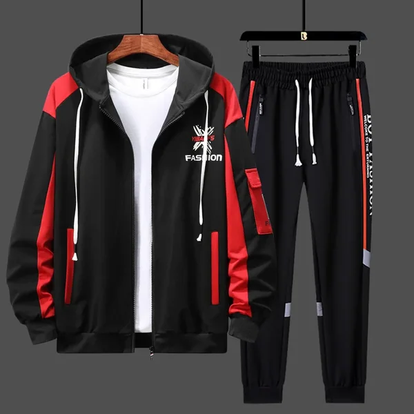 2026 Casual Sports Suit Men Spring/fall Cardigan Hoodie Hoodie Trousers Two-piece Set