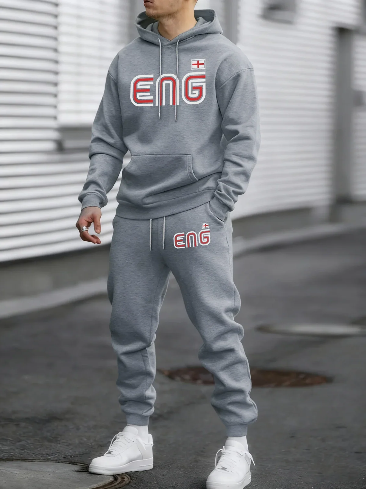 Eng Angleterre drapeau imprimé hiver polaire mode sweat à capuche Britches 2 pièces ensemble de hommes chaud doux sweats Sport c