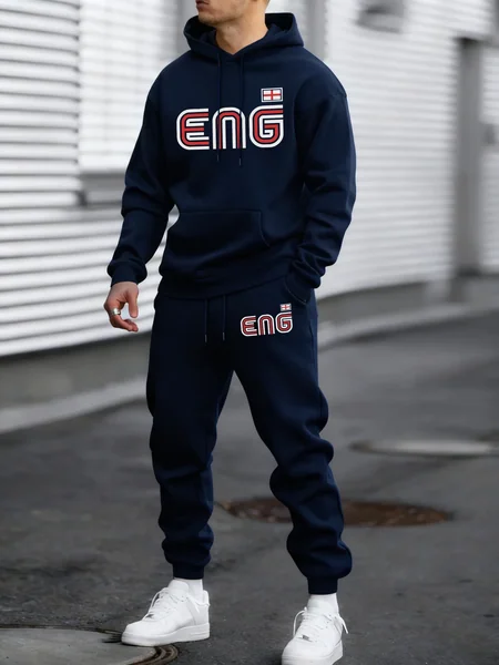 Eng Angleterre drapeau imprimé hiver polaire mode sweat à capuche Britches 2 pièces ensemble de hommes chaud doux sweats Sport c