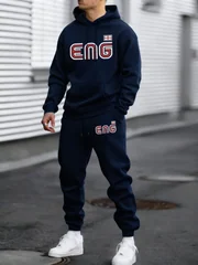 Eng Angleterre drapeau imprimé hiver polaire mode sweat à capuche Britches 2 pièces ensemble de hommes chaud doux sweats Sport c