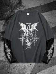 New men's long-sleeved T-shirt for Spring and Autumn 2025 casual roller skating 3D printed street men's wear