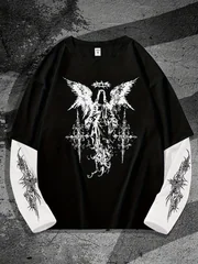 New men's long-sleeved T-shirt for Spring and Autumn 2025 casual roller skating 3D printed street men's wear