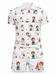 Mens Short Sleeve Polo Shirt and Shorts Set Casual Two Piece Summer Beach Vacation Matching Outfit Soft Daily Resort Casual Wear
