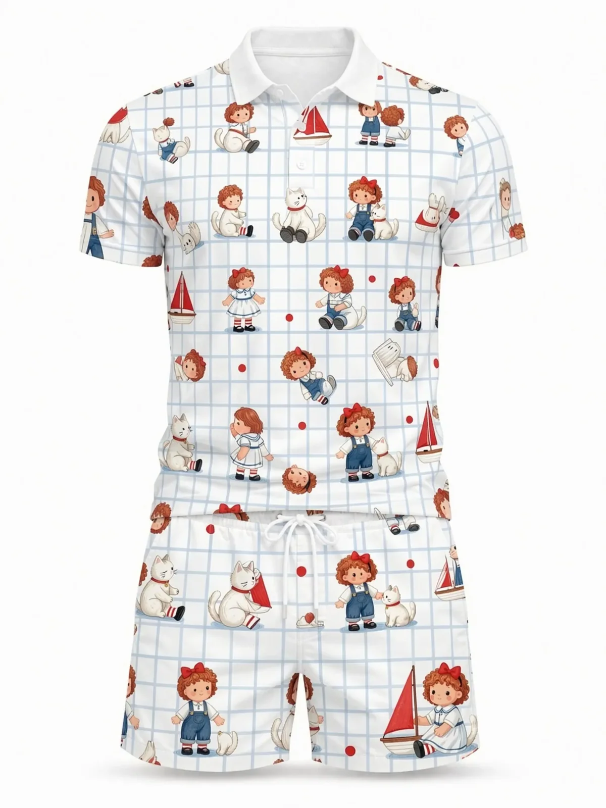 Mens Short Sleeve Polo Shirt and Shorts Set Casual Two Piece Summer Beach Vacation Matching Outfit Soft Daily Resort Casual Wear