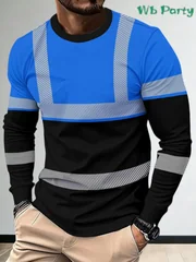 Y2K Men Neon Green Black Color Block 3D Printed Long Sleeve Shirt Relaxing Breathable Quick-dry Outdoor Sports Apparel Top Work
