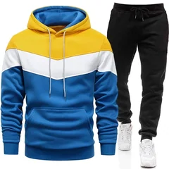 Men's Tracksuit Hooded Sweatshirt Black Sweatpants Autumn Winter Daily Casual Sporty Jogger Set Urban Fashion Hoodies Sportswear