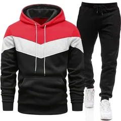 Men's Tracksuit Hooded Sweatshirt Black Sweatpants Autumn Winter Daily Casual Sporty Jogger Set Urban Fashion Hoodies Sportswear