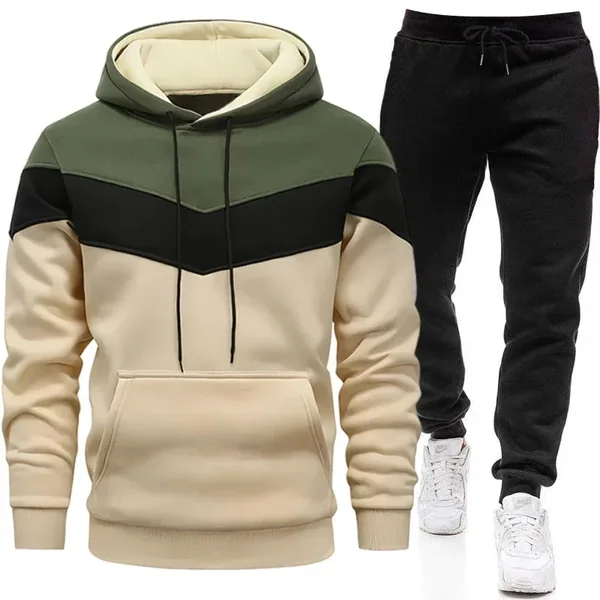 Men's Tracksuit Hooded Sweatshirt Black Sweatpants Autumn Winter Daily Casual Sporty Jogger Set Urban Fashion Hoodies Sportswear