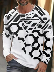 2026 New Style Printed Men's Long-sleeved Shirt, Autumn Daily Urban Men's Casual Shirt. Street And Outdoor Men's Sports T-shirt