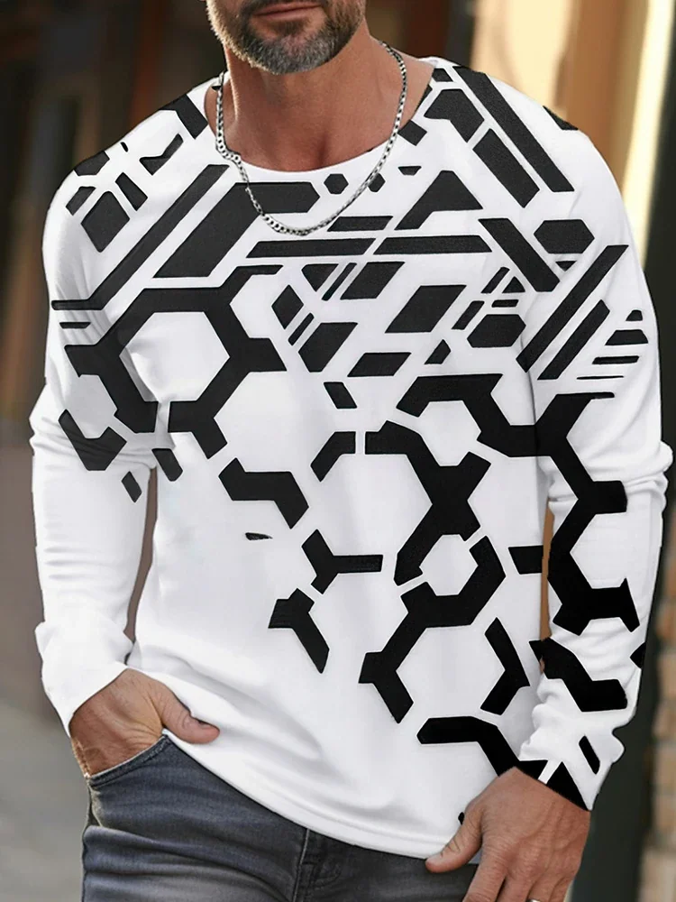2026 New Style Printed Men's Long-sleeved Shirt, Autumn Daily Urban Men's Casual Shirt. Street And Outdoor Men's Sports T-shirt