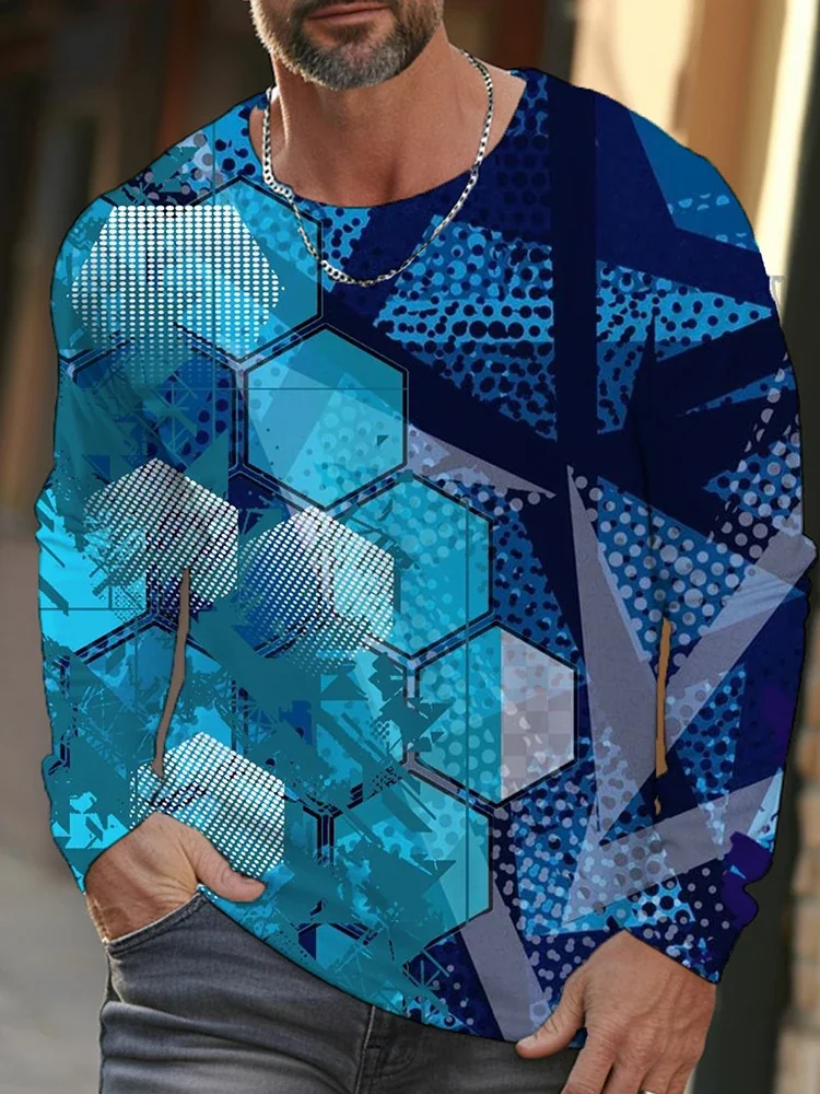 2026 New Style Printed Men's Long-sleeved Shirt, Autumn Daily Urban Men's Casual Shirt. Street And Outdoor Men's Sports T-shirt