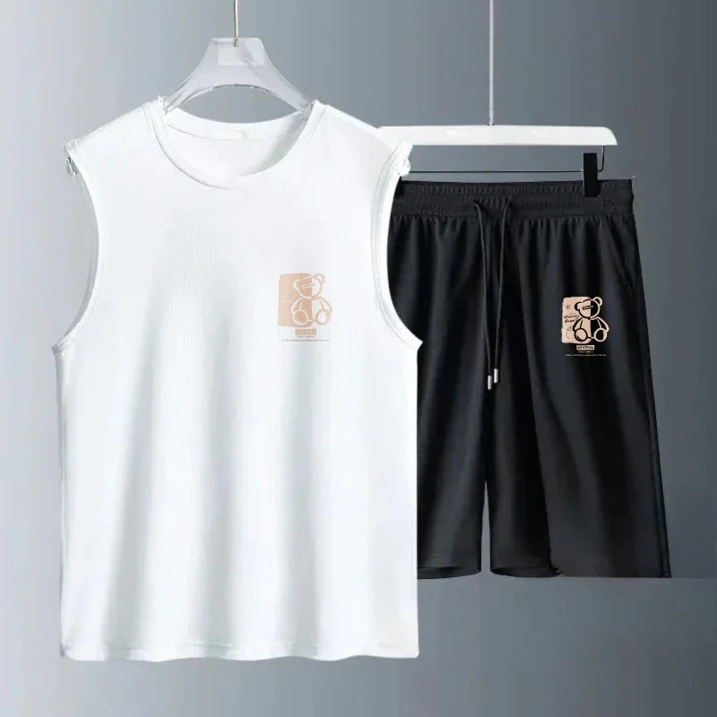 Men's Tank Top Sets 2026 Summer Quick drying beach Sportswear seaside oversize men's chandals sports Breathable running