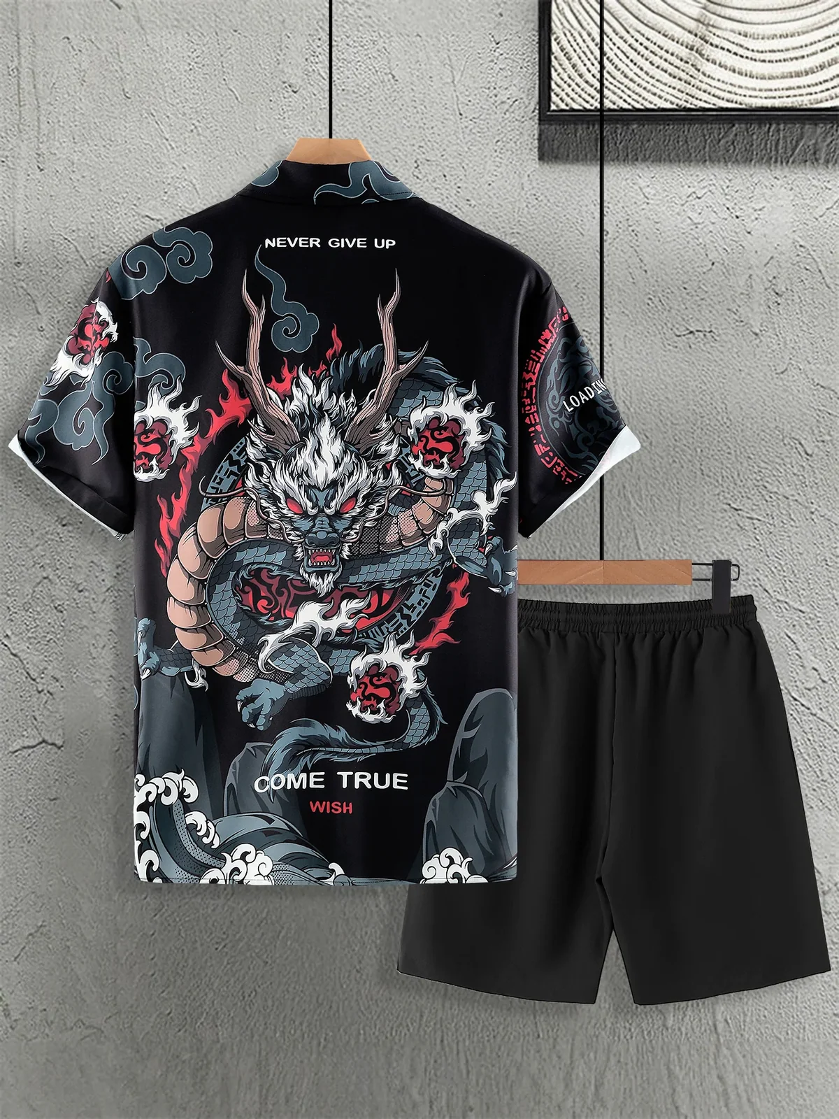 Chinese Style "Dragon Dominates All Directions" Two-Piece Suit | Breathable Fabric, Trendy Summer Wear