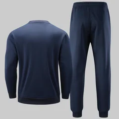 Men's Casual Tracksuit Long Sleeve Crewneck Sweatshirt and Jogger Pants Set Warm Fleece Lined Athletic Wear for Men