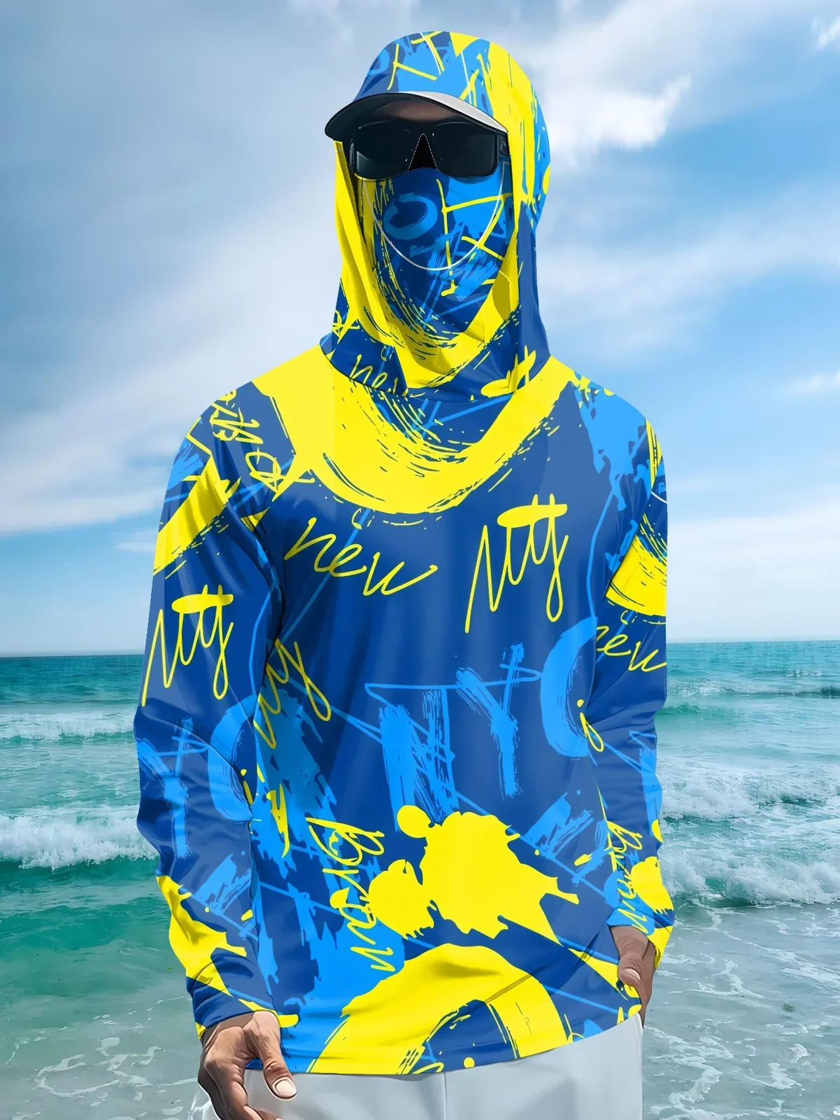 Men's hooded fishing clothing with UV protection suitable for hiking comfortable and breathable fishing attire