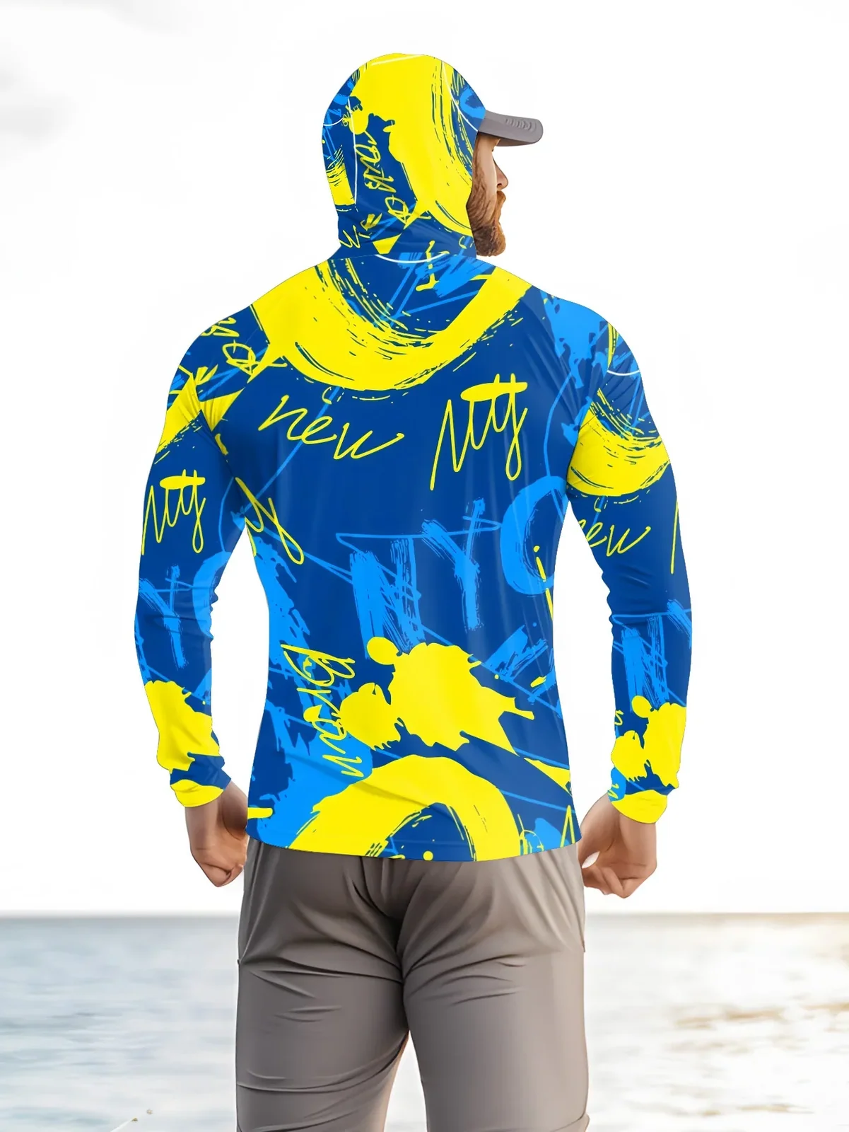 Men's hooded fishing clothing with UV protection suitable for hiking comfortable and breathable fishing attire