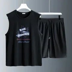 Men's Tank Top Sets 2026 Summer Quick drying Sportswear jogging set running oversize seaside sweat suit sports beach crewneck