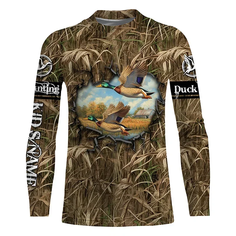 Camo Hunting Animals Wild Boar Men T-Shirt 3D Print Sport Long Sleeve Tee Tops Casual O Neck Streetwear T Shirts Men's Clothing