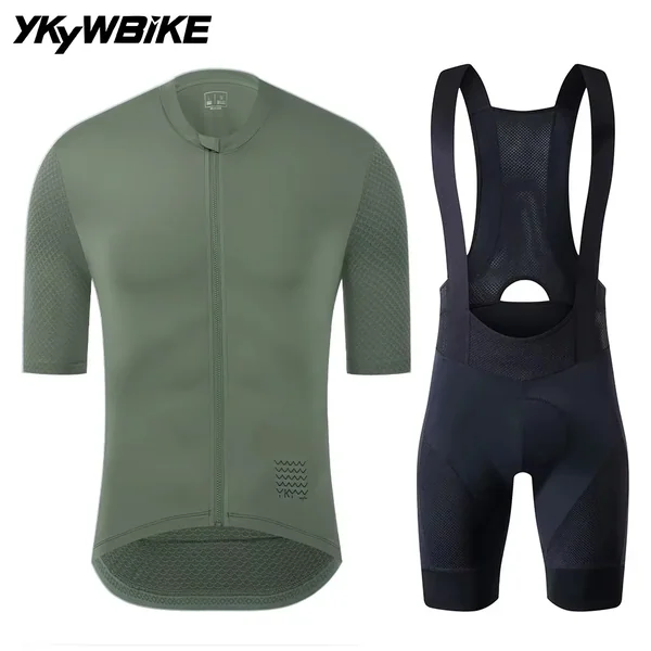 YKYWBIKE Men's Cycling Jersey Set Cycling Bib Shorts Classic MTB Kit Breathable Bike Clothes Bicycle Maillot Cycling Clothing