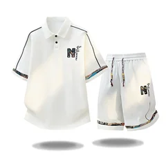 New Summer Fashion Trendy Outdoor Sports Short Sleeve T-Shirt Set Men's Casual Loose Plus Size High Quality Two-Piece Set