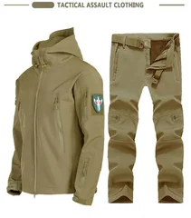 New Soft Shell Tactical Jacket Men Winter Fleece Hooded Coat Hunting Pants Outdoor Camouflage CS Tops Waterproof Windproof