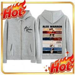 Singer Alex Warren 2026 Tour Print Zip Up Hoodie Men Women Fashion Sweatshirts Loose Casual Gothic Punk Oversized Zipper Jacket