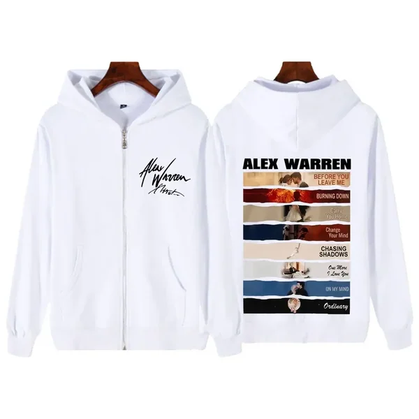 Singer Alex Warren 2026 Tour Print Zip Up Hoodie Men Women Fashion Sweatshirts Loose Casual Gothic Punk Oversized Zipper Jacket