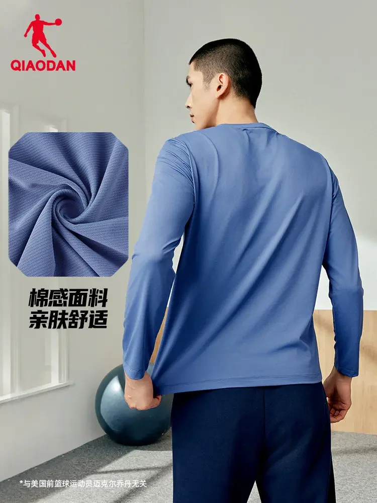 QIAODAN Men Black Long Sleeve T Shirt 2026 Spring New Moisture Wicking Breathable Tops Gym Fitness Menswear Clothing XTL33241308