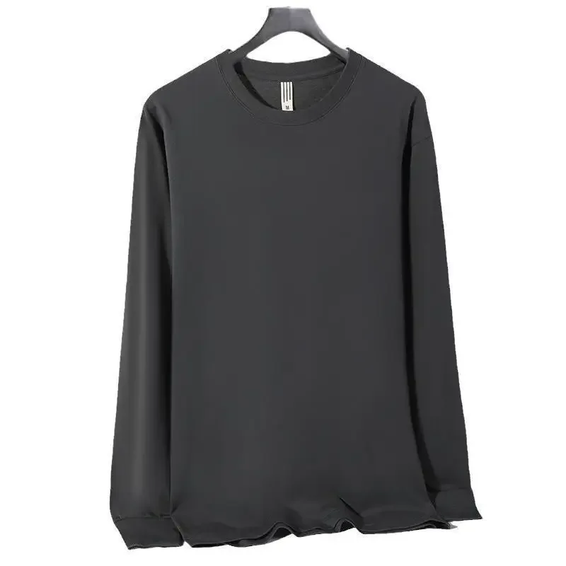 230g Threaded Round Neck Long Sleeved T-shirt With Personalized Printed Logo For Men Loose 100% Cotton Base Couple Shirt