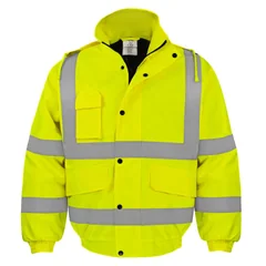 Winter High Visibility Warm Jacket for Men Fluorescent Orange Waterproof Jacket Reflective Bomber Jacket Workwear