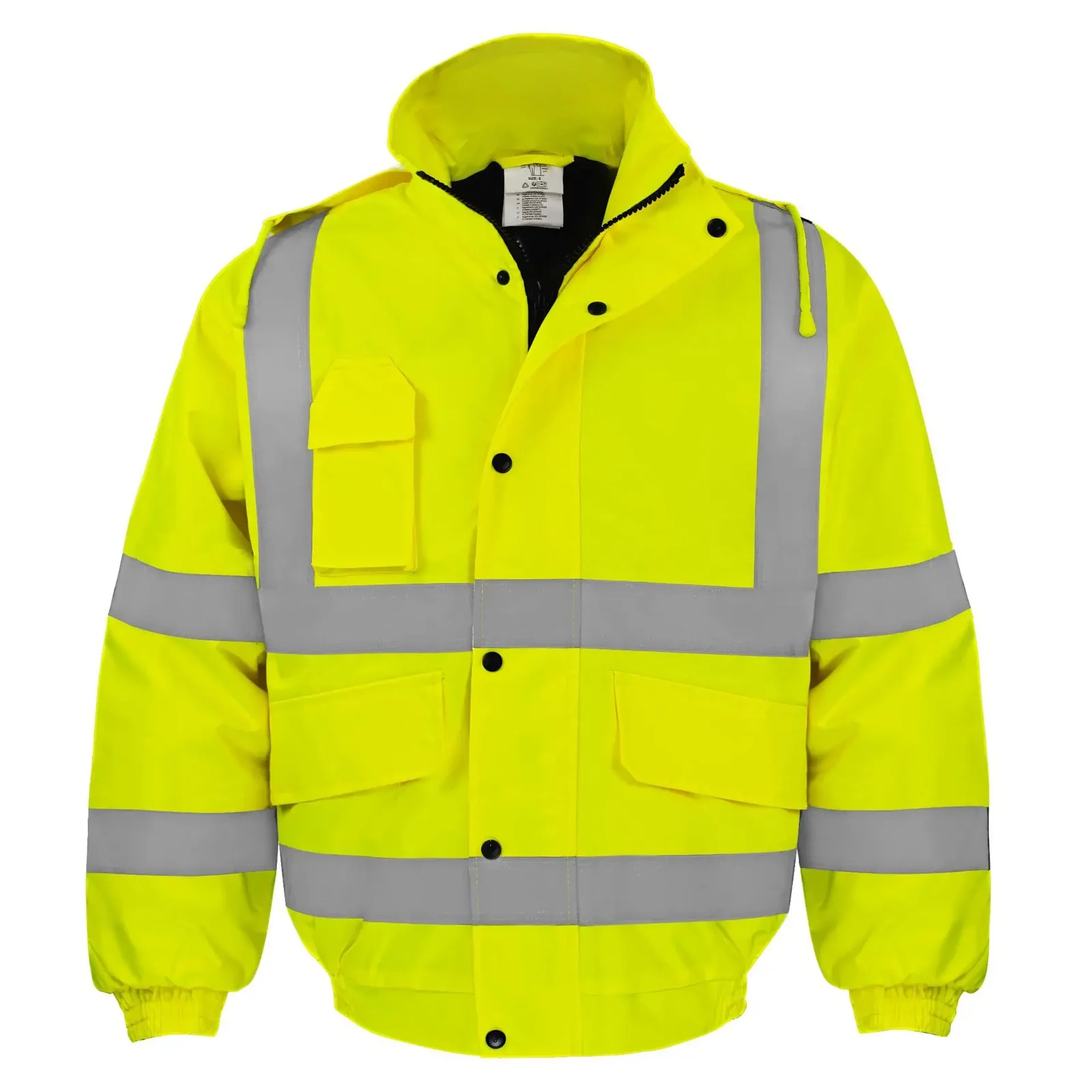 Winter High Visibility Warm Jacket for Men Fluorescent Orange Waterproof Jacket Reflective Bomber Jacket Workwear