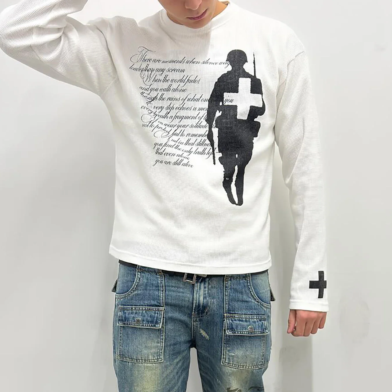 Autumn and Winter Fashion Y2K Harajuku Trendy Print Retro Round Neck Long Sleeved T-Shirt Top