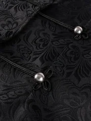 2026 New European Medieval Men's Gothic Vest, Halloween Stage Costume, Button Lapel, Slim Fit, Mid-Length Black Waistcoat
