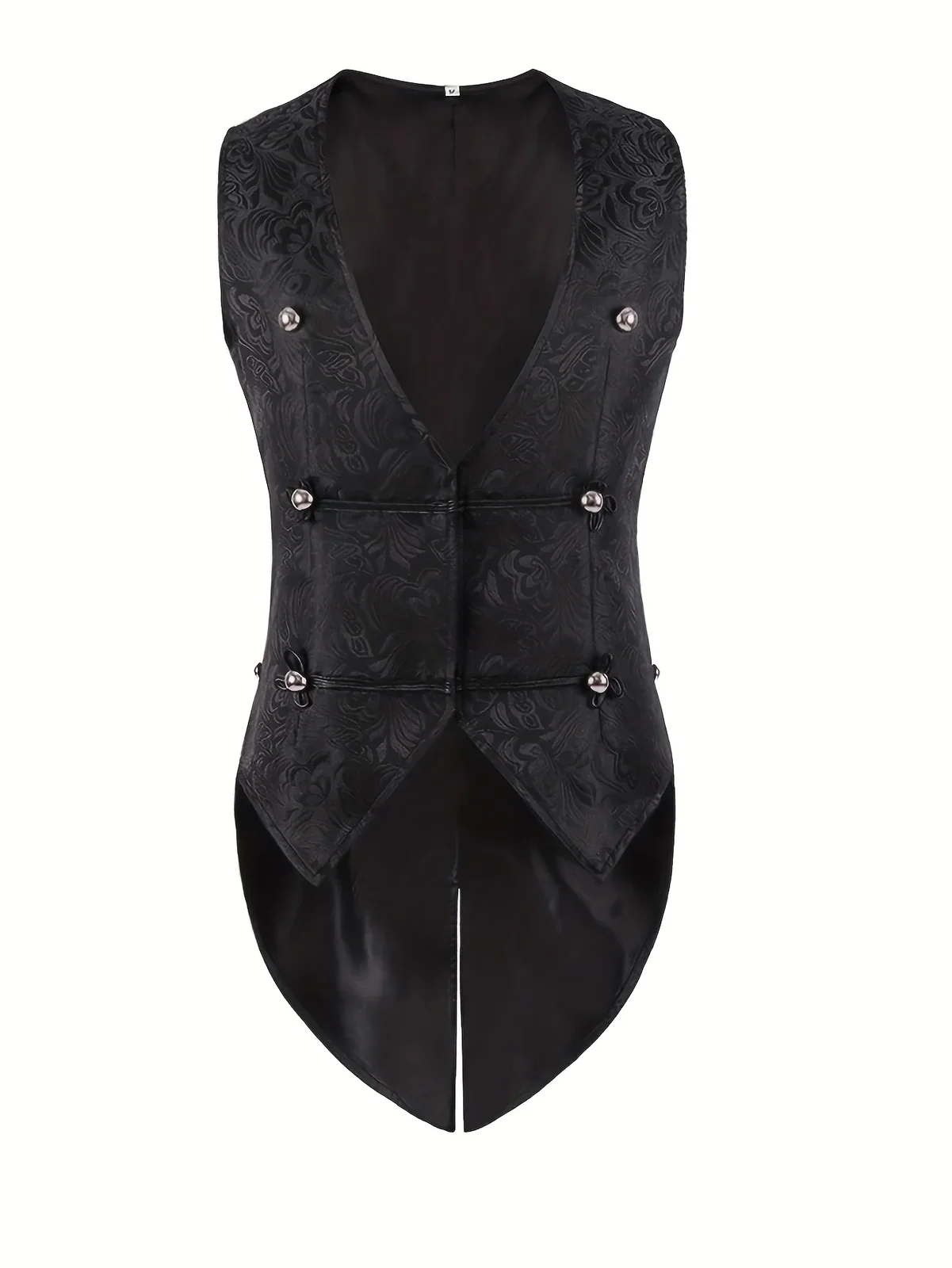2026 New European Medieval Men's Gothic Vest, Halloween Stage Costume, Button Lapel, Slim Fit, Mid-Length Black Waistcoat